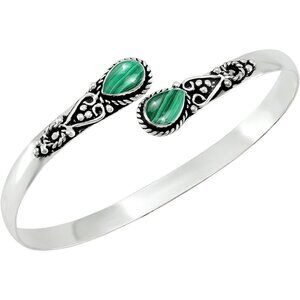 Malachite Pear Shape Natural Gemstones Bangle Handmade Cuff Bracelet